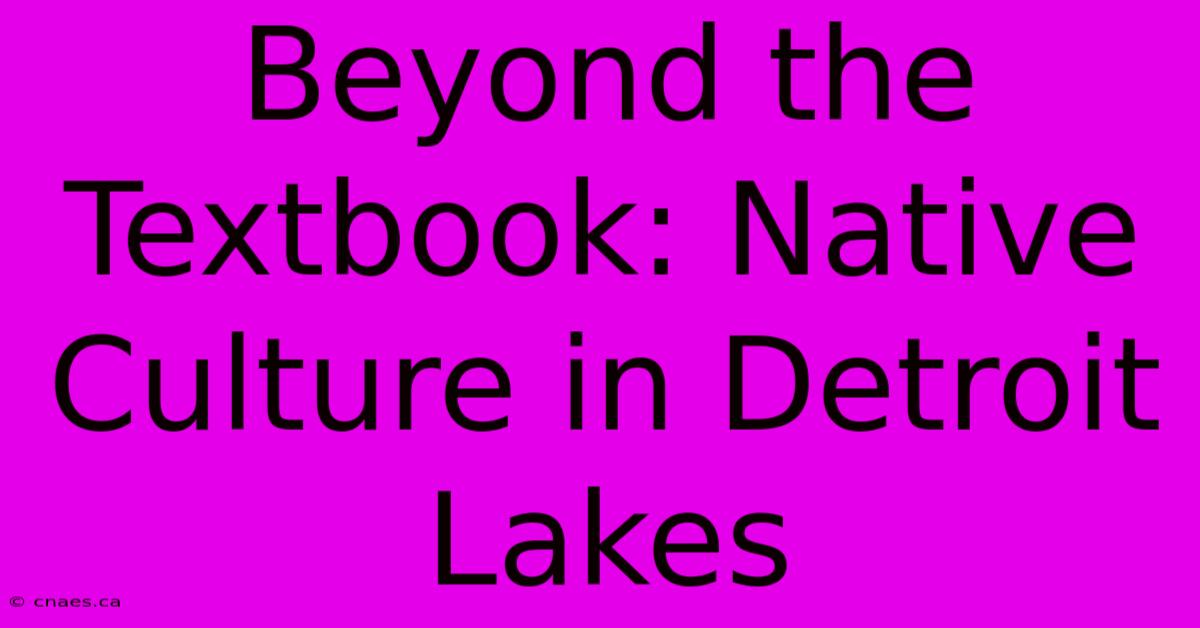 Beyond The Textbook: Native Culture In Detroit Lakes