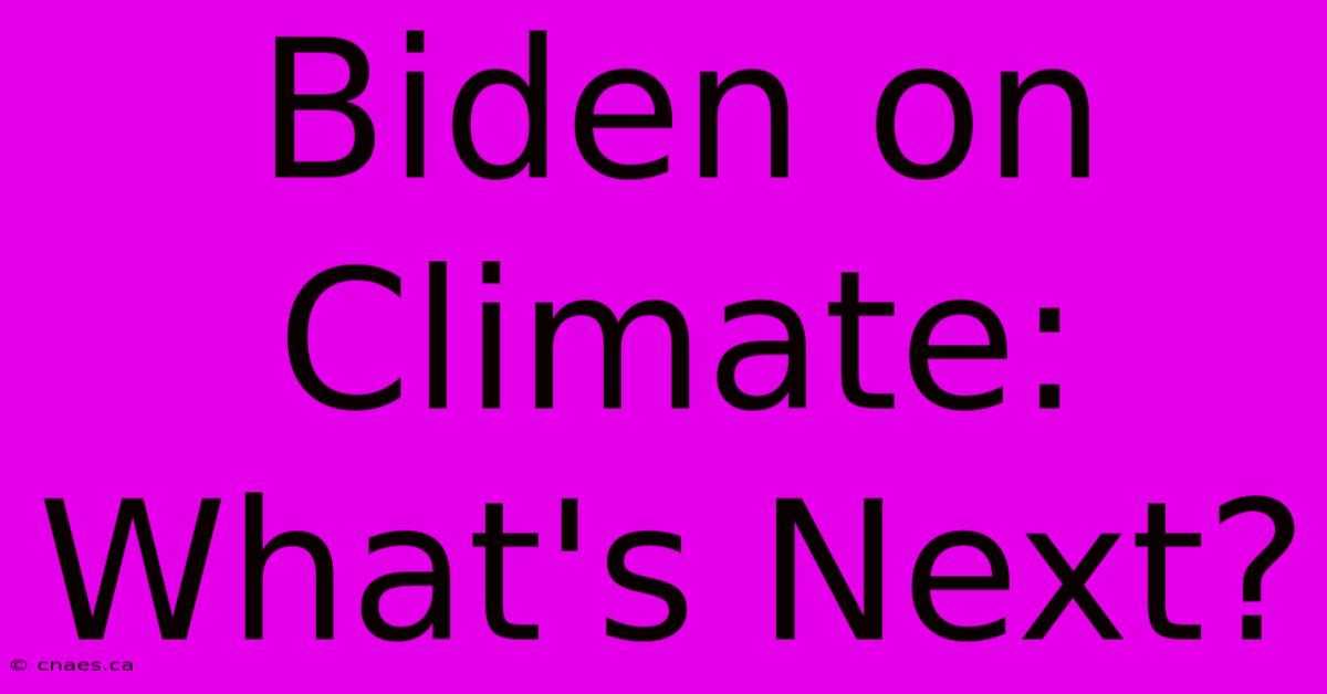 Biden On Climate: What's Next?