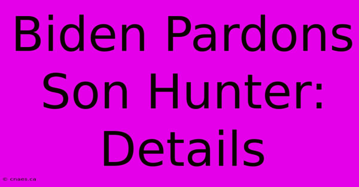 Biden Pardons Son Hunter: Details