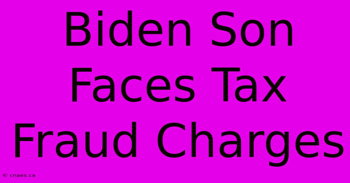 Biden Son Faces Tax Fraud Charges