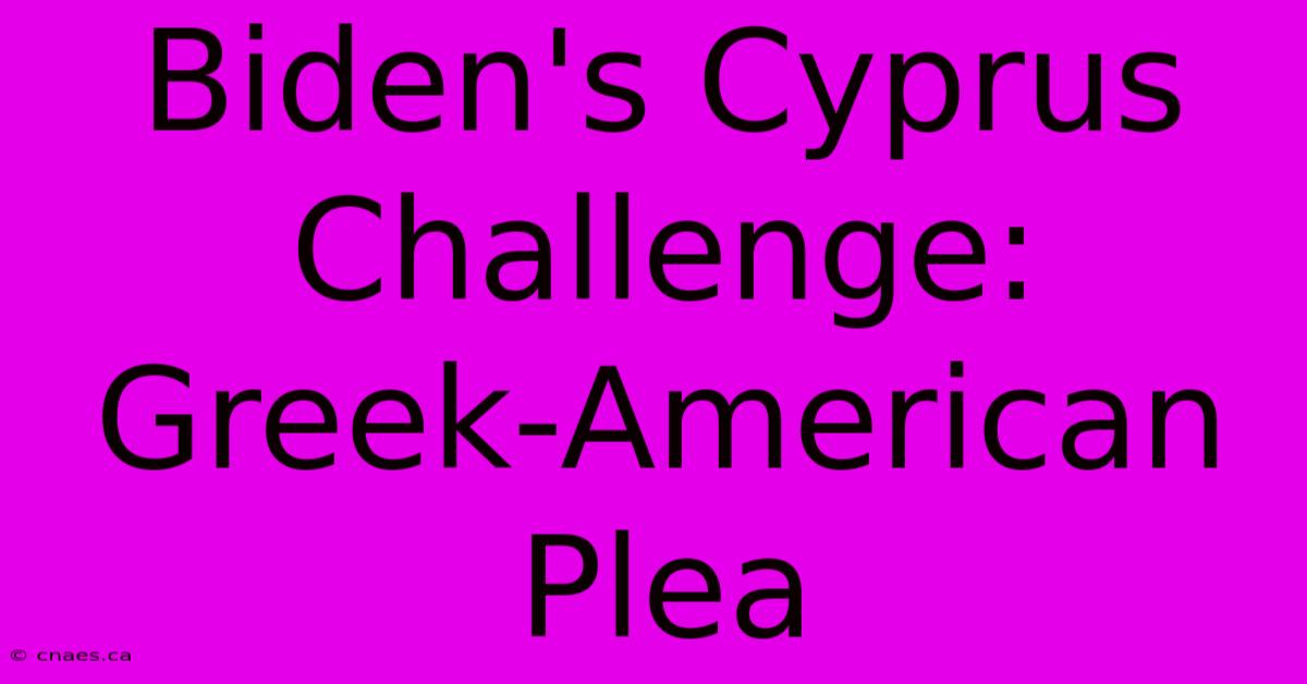 Biden's Cyprus Challenge: Greek-American Plea