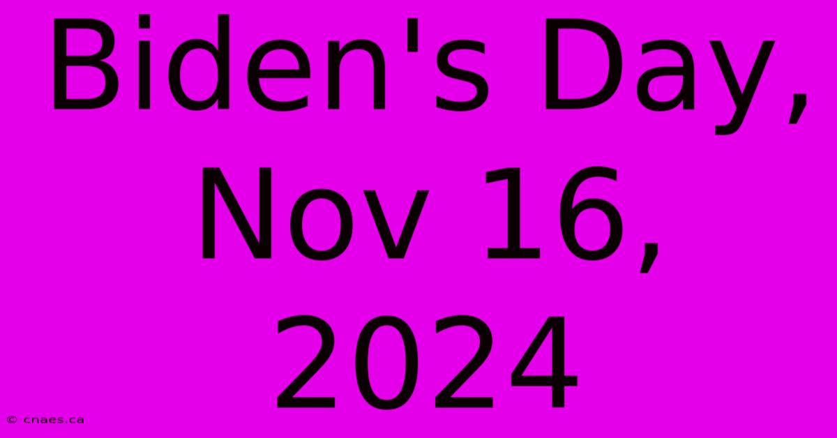 Biden's Day, Nov 16, 2024