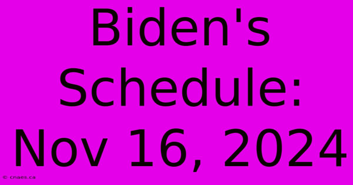 Biden's Schedule: Nov 16, 2024