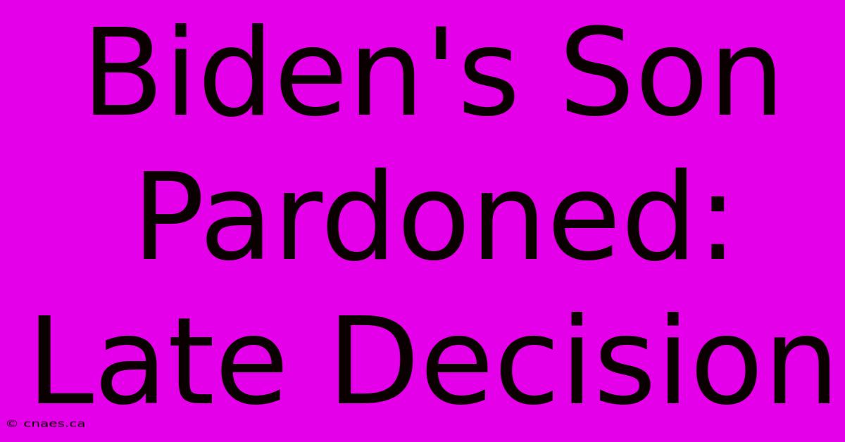 Biden's Son Pardoned: Late Decision