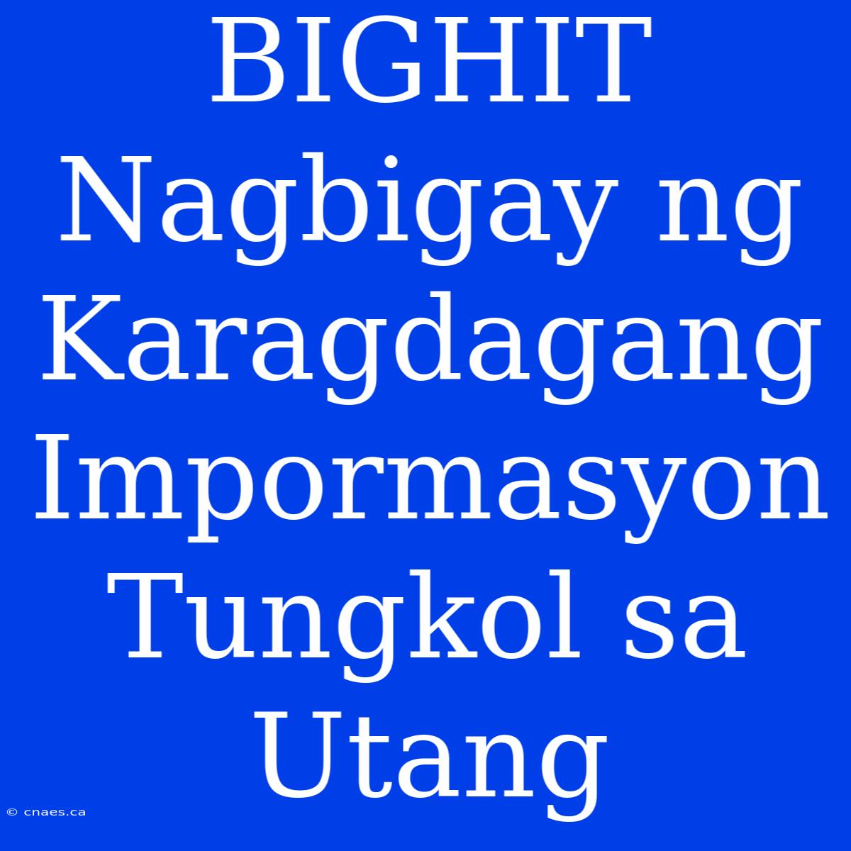 BIGHIT Nagbigay Ng Karagdagang Impormasyon Tungkol Sa Utang