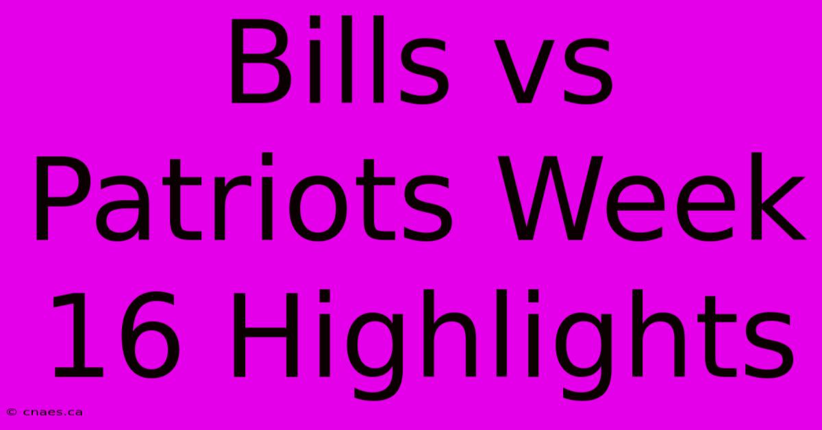 Bills Vs Patriots Week 16 Highlights