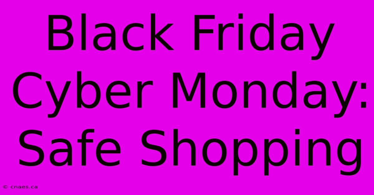 Black Friday Cyber Monday: Safe Shopping