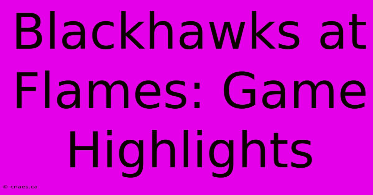 Blackhawks At Flames: Game Highlights