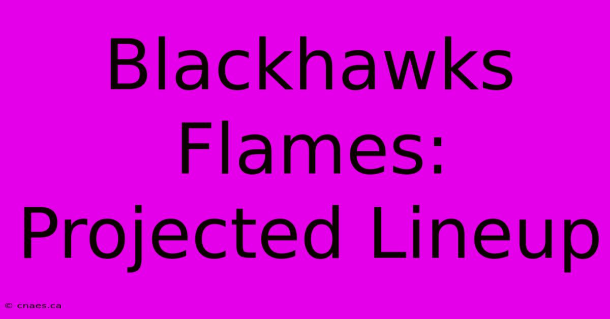 Blackhawks Flames: Projected Lineup