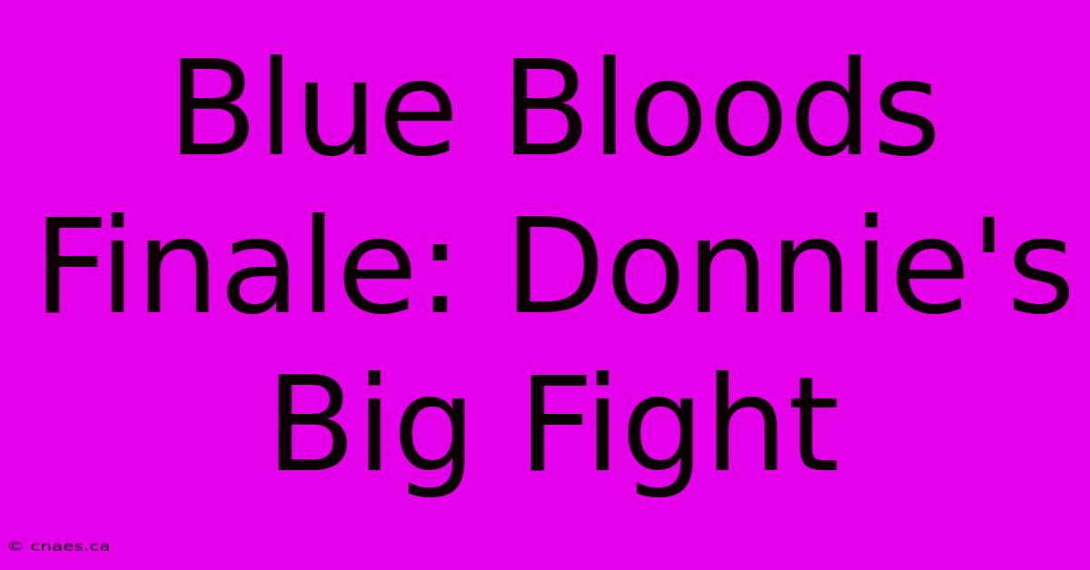 Blue Bloods Finale: Donnie's Big Fight