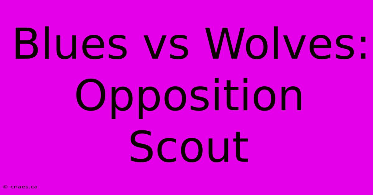 Blues Vs Wolves: Opposition Scout