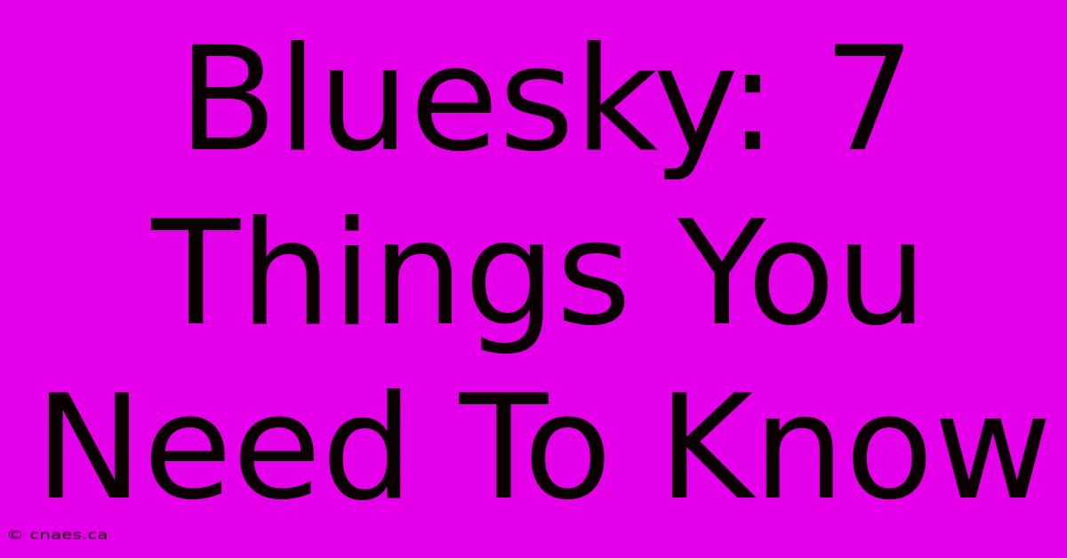 Bluesky: 7 Things You Need To Know