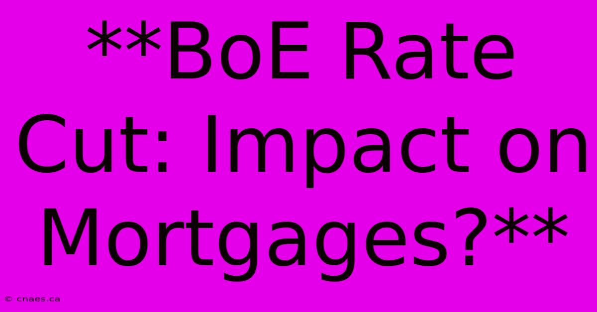 **BoE Rate Cut: Impact On Mortgages?**