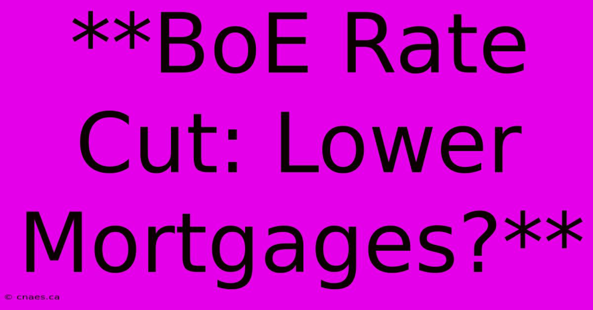 **BoE Rate Cut: Lower Mortgages?**