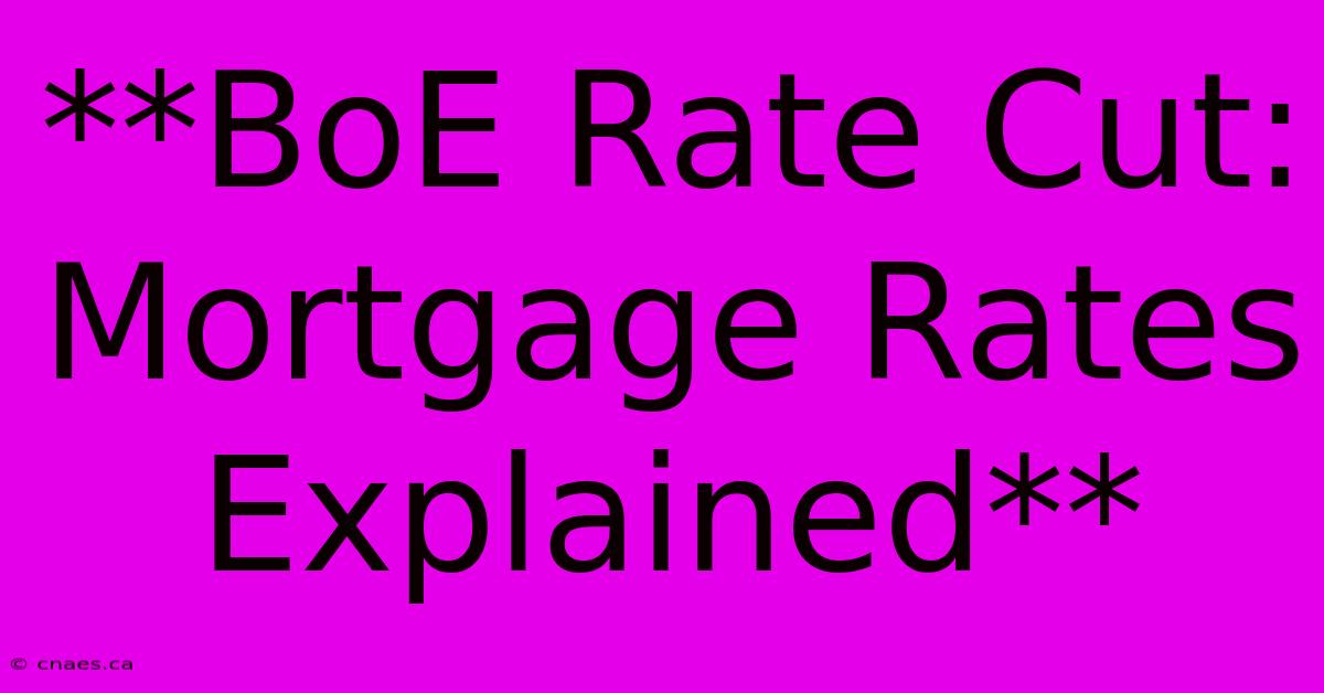 **BoE Rate Cut: Mortgage Rates Explained** 