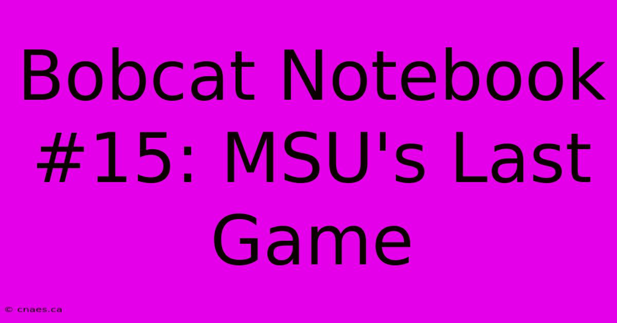 Bobcat Notebook #15: MSU's Last Game