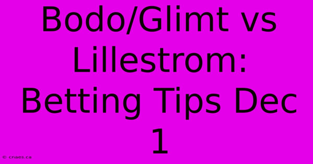 Bodo/Glimt Vs Lillestrom: Betting Tips Dec 1