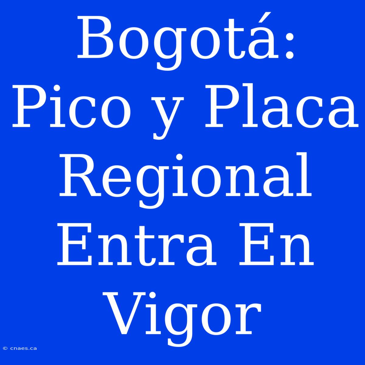 Bogotá: Pico Y Placa Regional Entra En Vigor