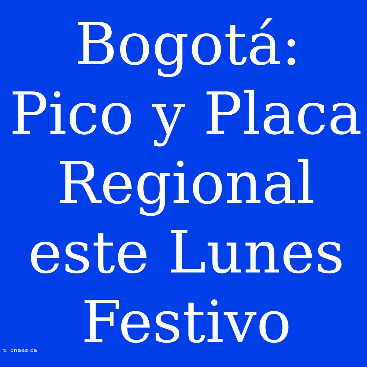 Bogotá: Pico Y Placa Regional Este Lunes Festivo