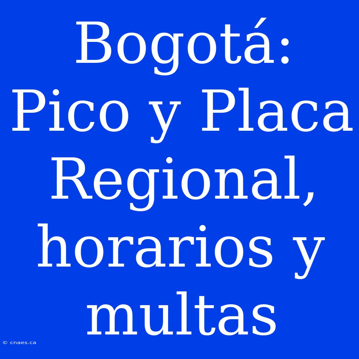 Bogotá: Pico Y Placa Regional, Horarios Y Multas