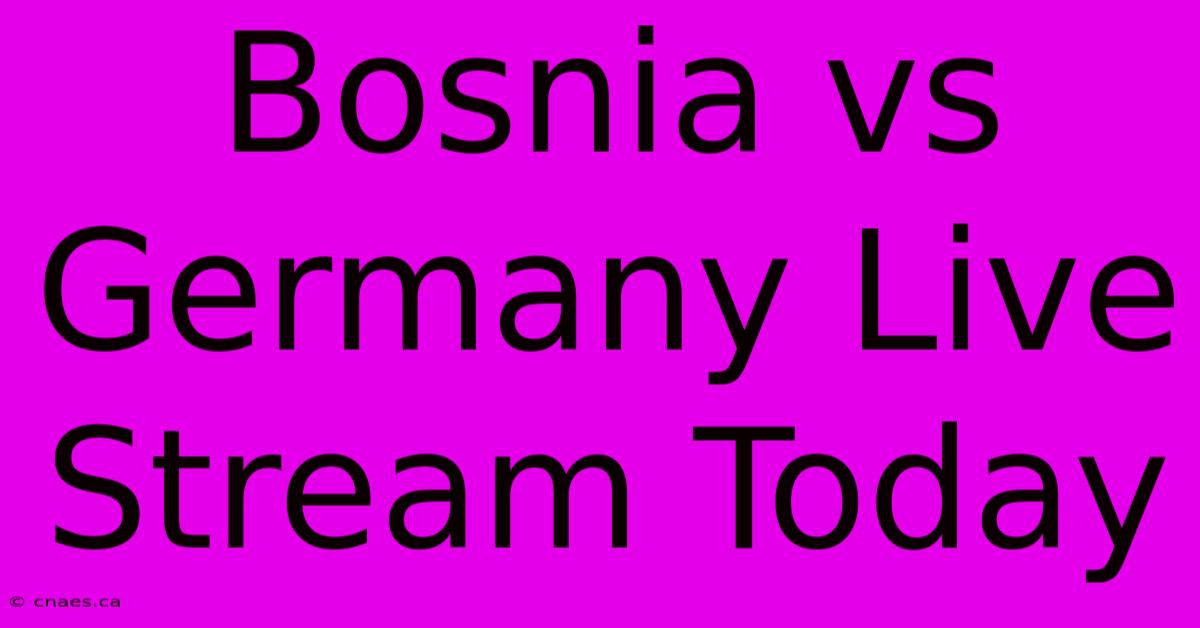 Bosnia Vs Germany Live Stream Today