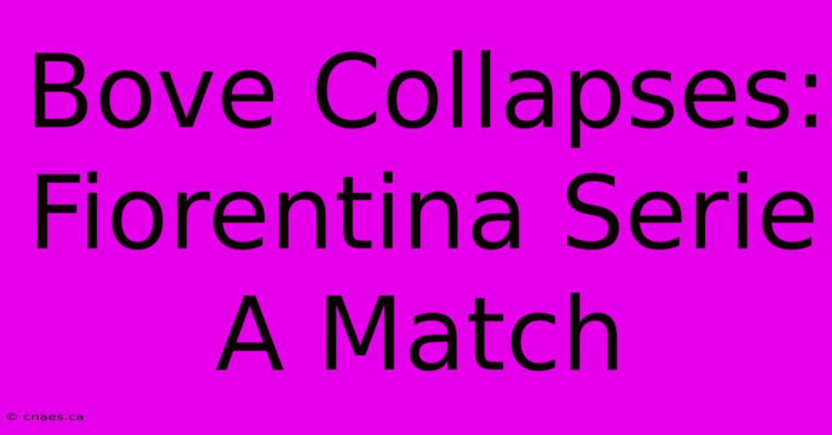 Bove Collapses: Fiorentina Serie A Match