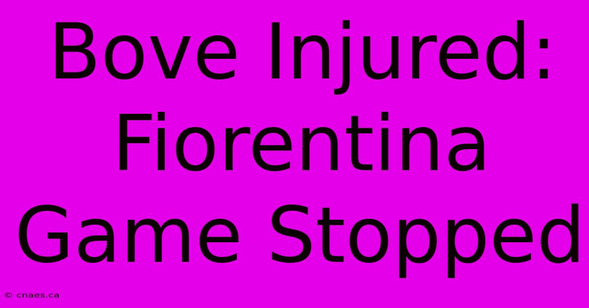 Bove Injured: Fiorentina Game Stopped