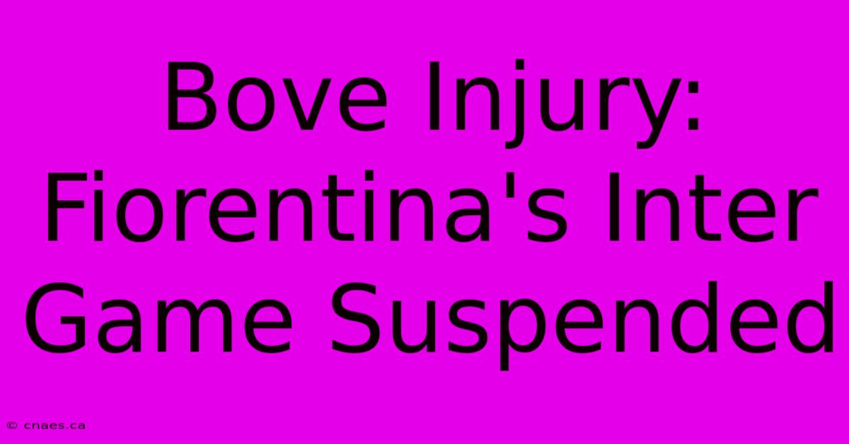 Bove Injury: Fiorentina's Inter Game Suspended