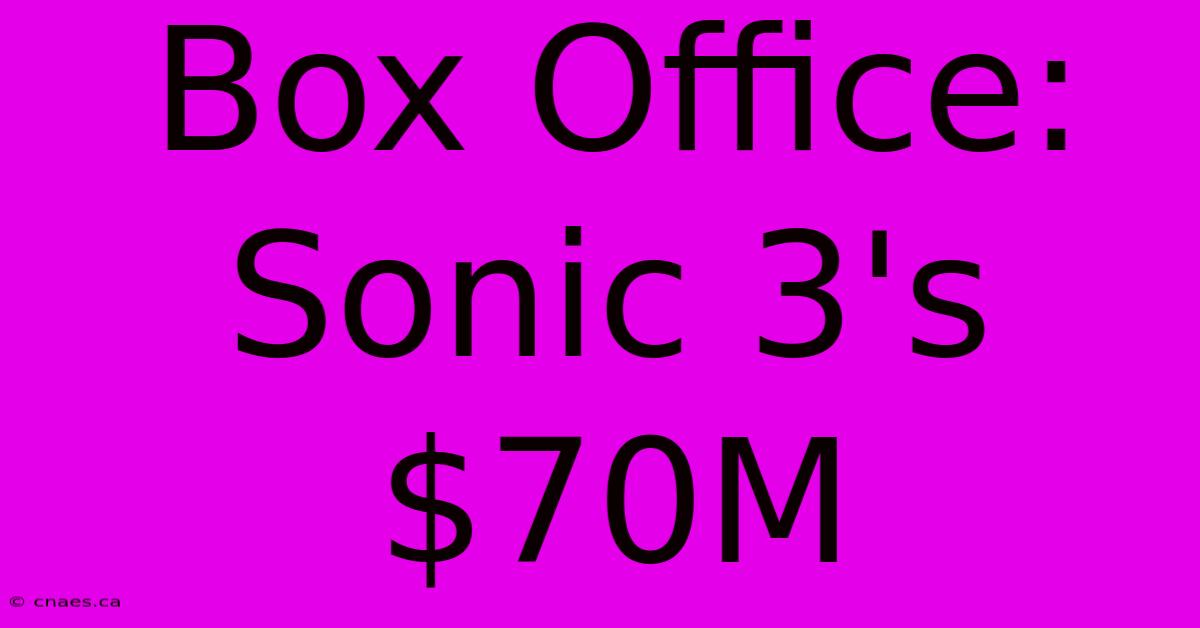 Box Office: Sonic 3's $70M