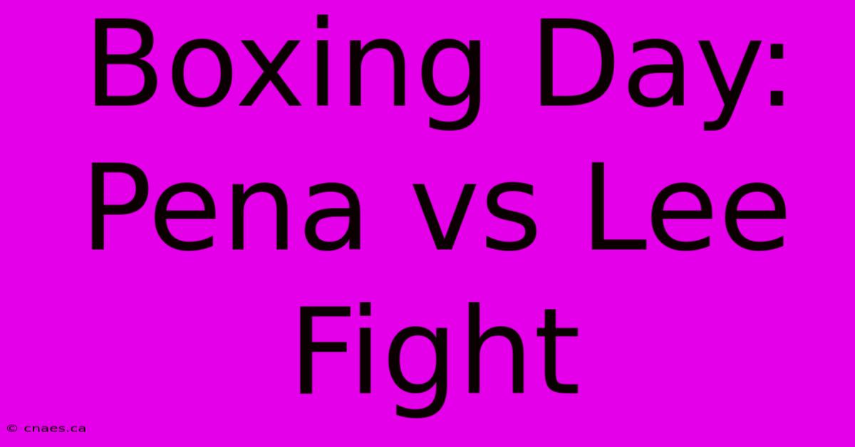 Boxing Day: Pena Vs Lee Fight