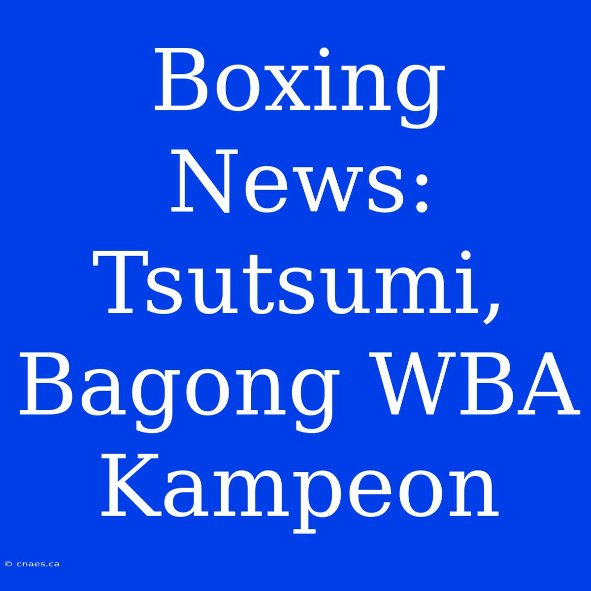 Boxing News: Tsutsumi, Bagong WBA Kampeon