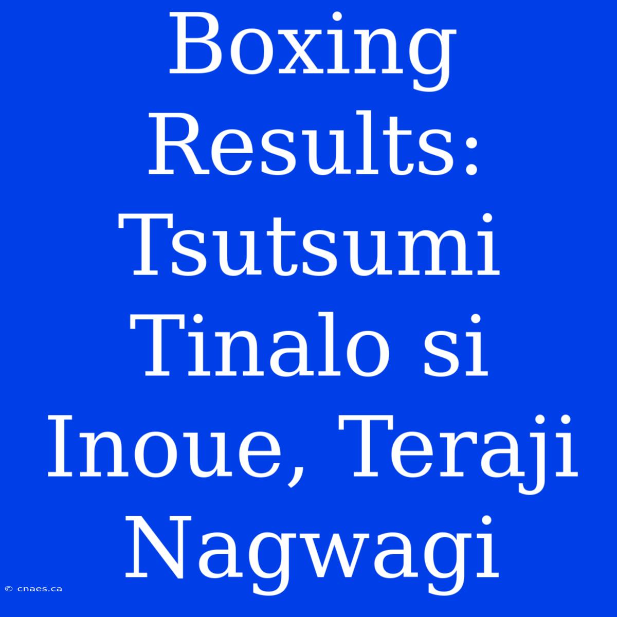 Boxing Results: Tsutsumi Tinalo Si Inoue, Teraji Nagwagi