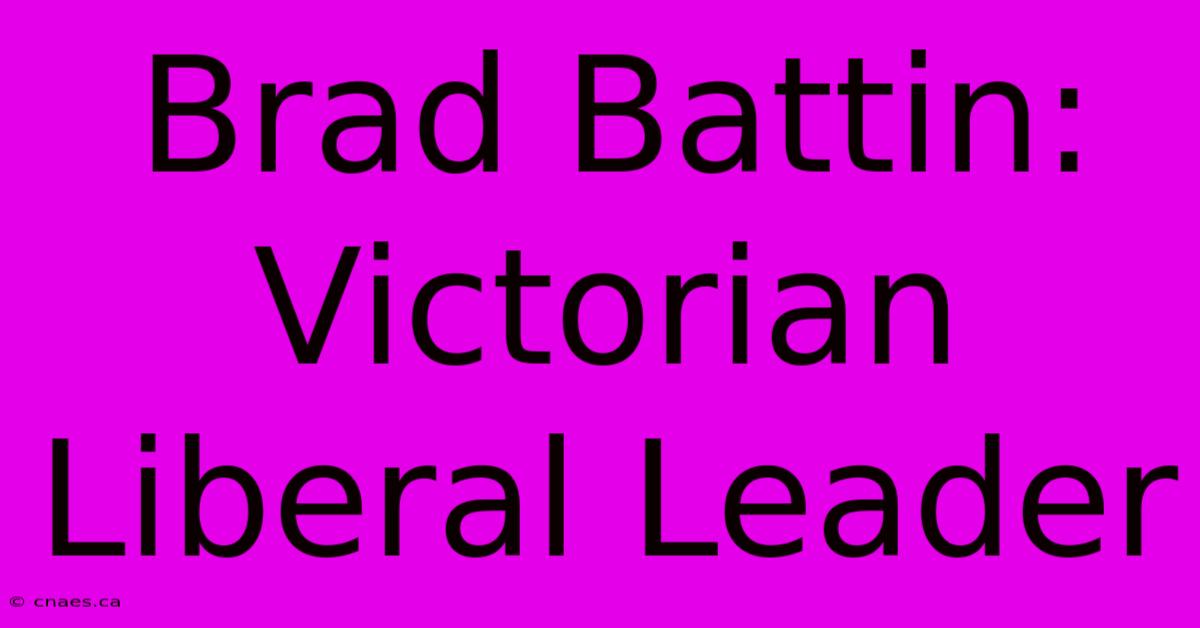 Brad Battin: Victorian Liberal Leader