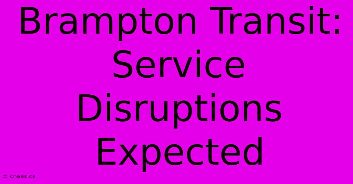 Brampton Transit: Service Disruptions Expected