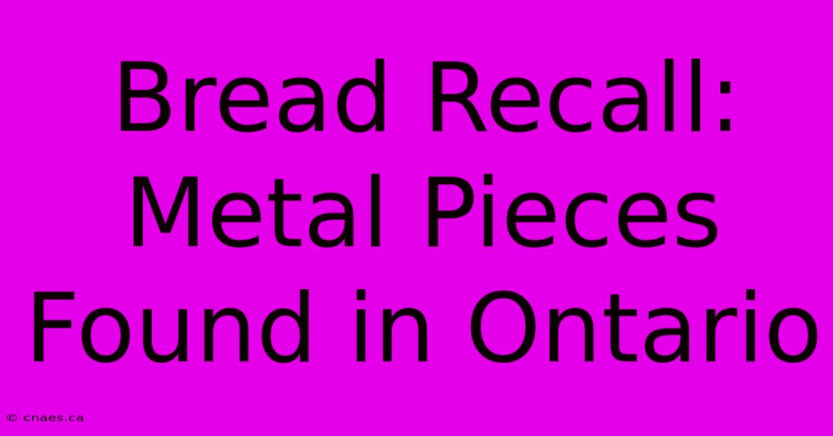 Bread Recall: Metal Pieces Found In Ontario