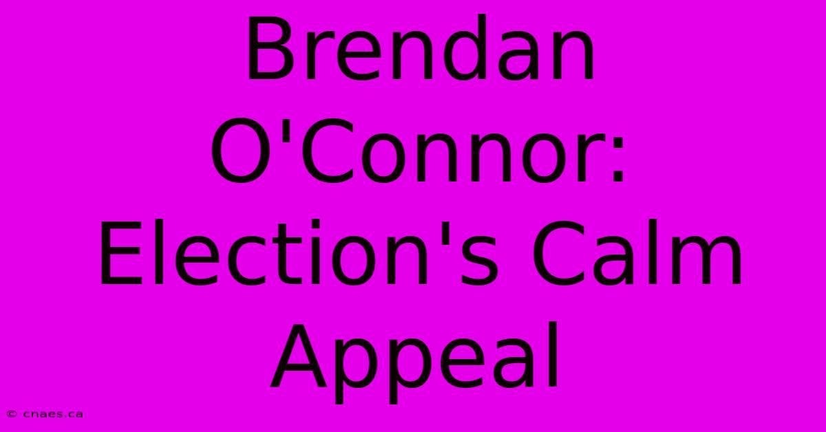 Brendan O'Connor: Election's Calm Appeal 