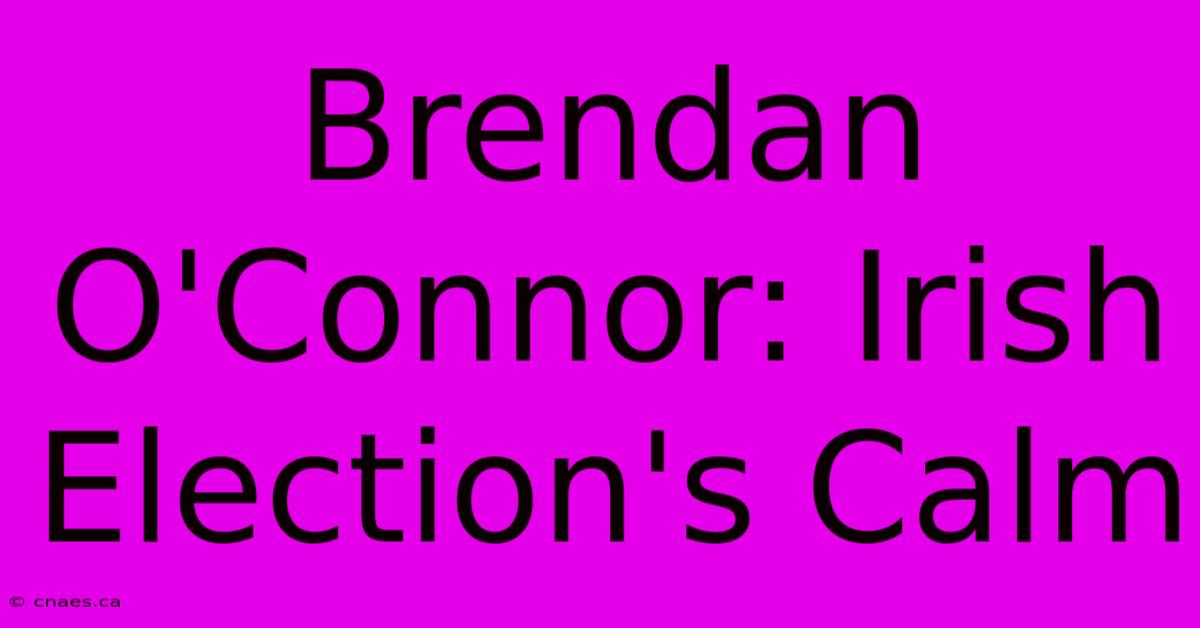 Brendan O'Connor: Irish Election's Calm