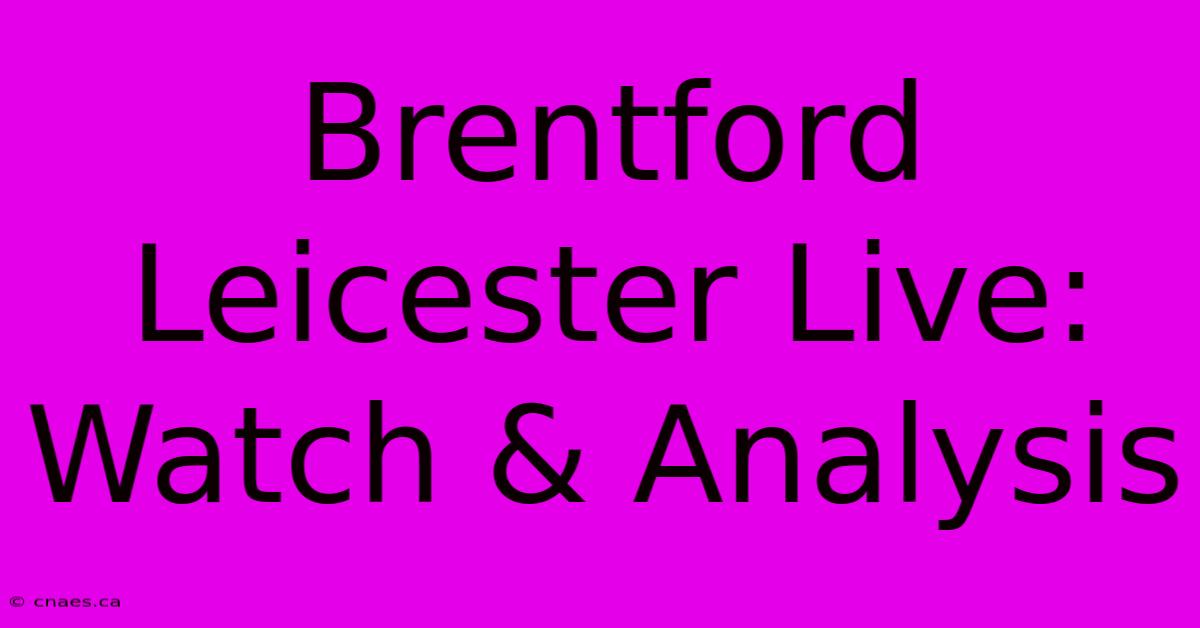 Brentford Leicester Live: Watch & Analysis