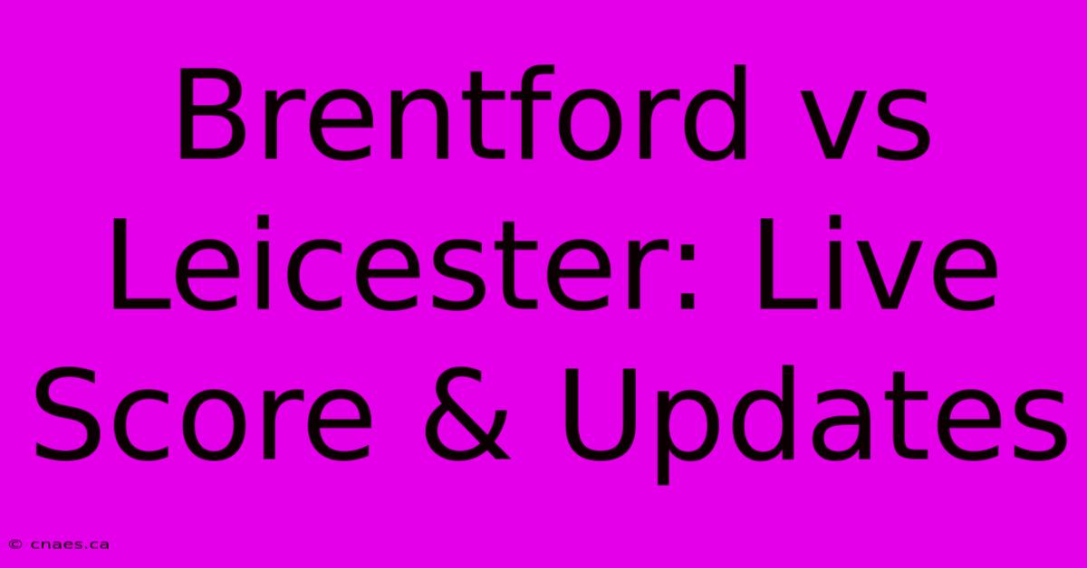 Brentford Vs Leicester: Live Score & Updates