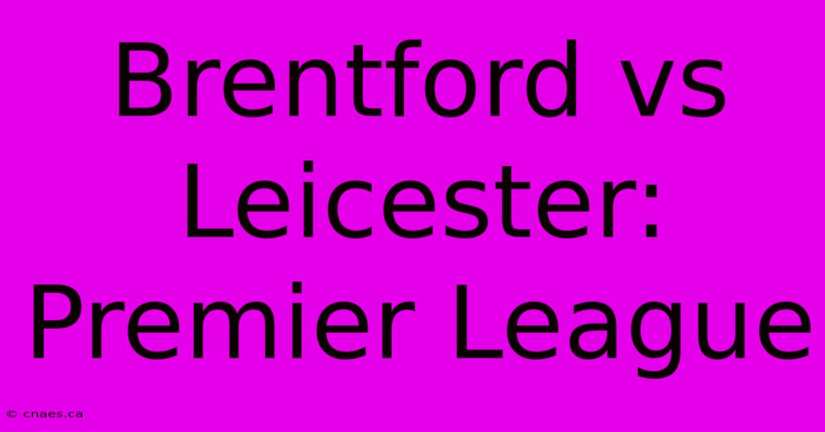 Brentford Vs Leicester: Premier League