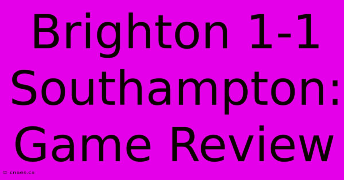 Brighton 1-1 Southampton: Game Review