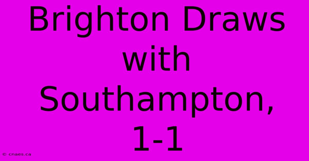 Brighton Draws With Southampton, 1-1