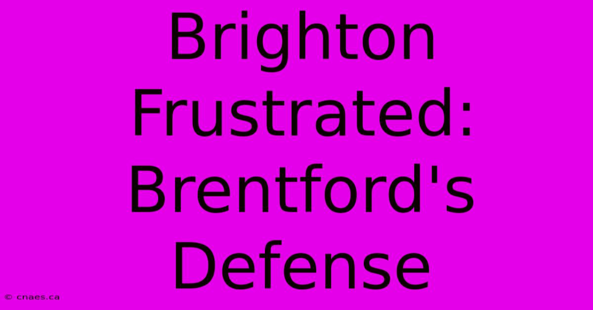 Brighton Frustrated: Brentford's Defense