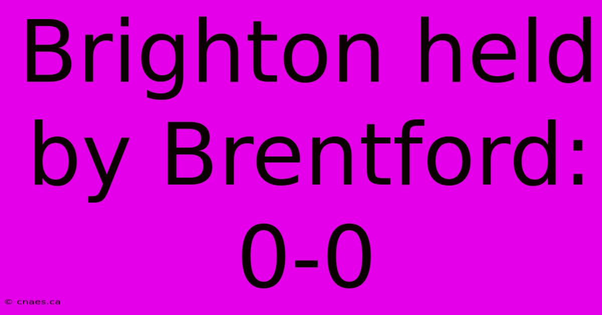 Brighton Held By Brentford: 0-0