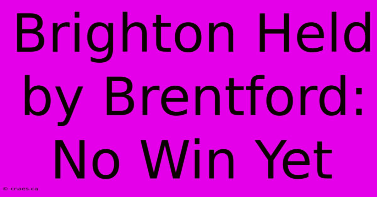 Brighton Held By Brentford: No Win Yet