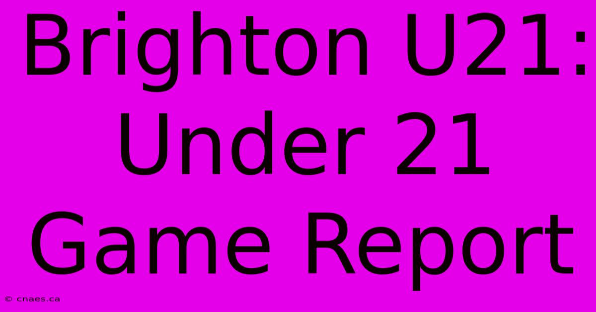 Brighton U21: Under 21 Game Report