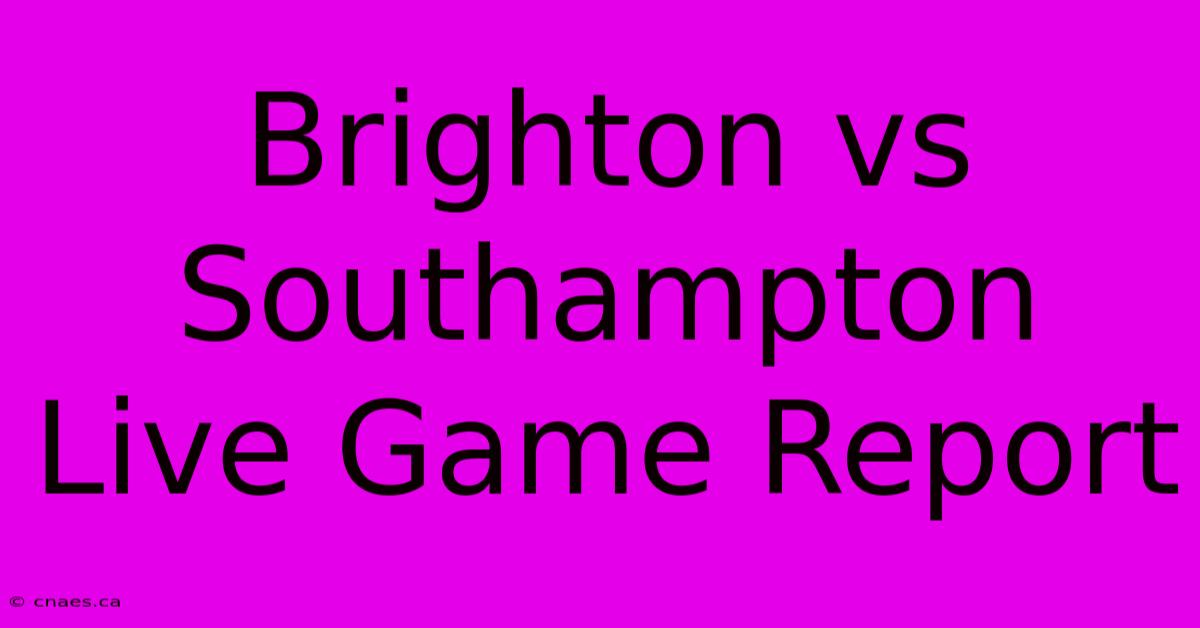 Brighton Vs Southampton Live Game Report