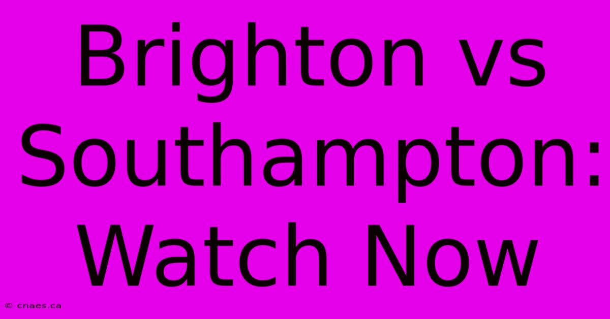 Brighton Vs Southampton: Watch Now