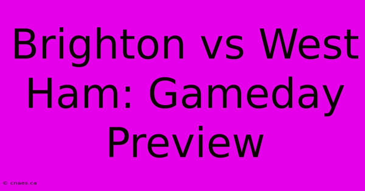 Brighton Vs West Ham: Gameday Preview