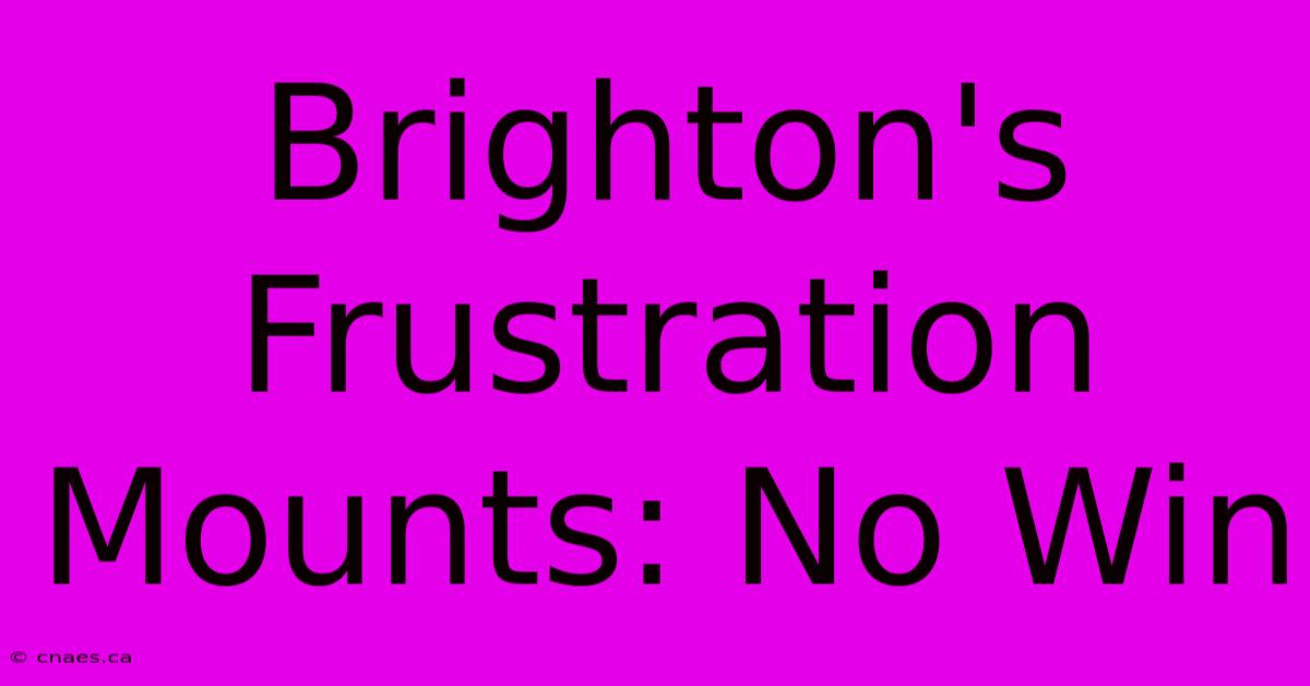 Brighton's Frustration Mounts: No Win